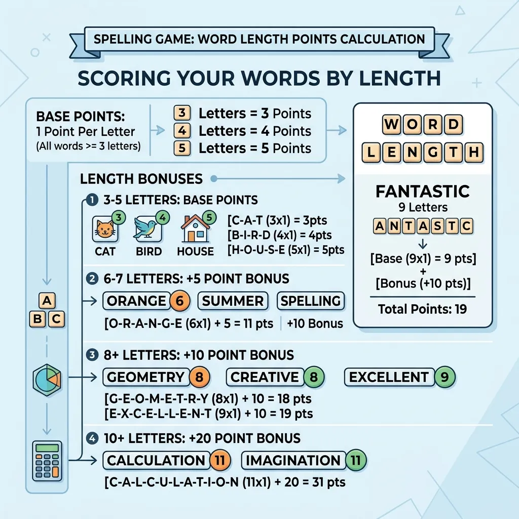 Spelling Bee Genius points math calculation illustration