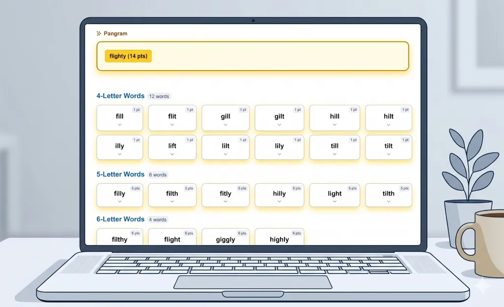 NYT Spelling Bee answers page showing the history of the puzzle